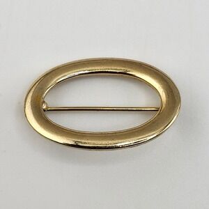 Gold Tone Oval Brooch Pin Minimalist Style Classic Jewelry‎ Lapel Pin